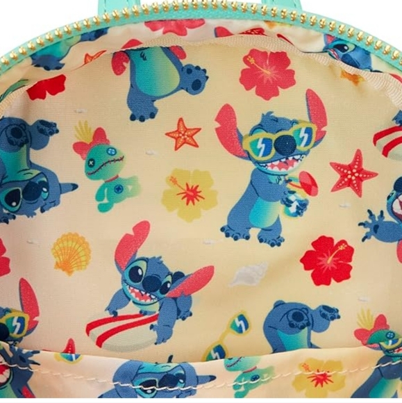 Loungefly Disney Stitch Sandcastle Beach Surprise Mini Backpack Wallet Keychain - Picture 9 of 15